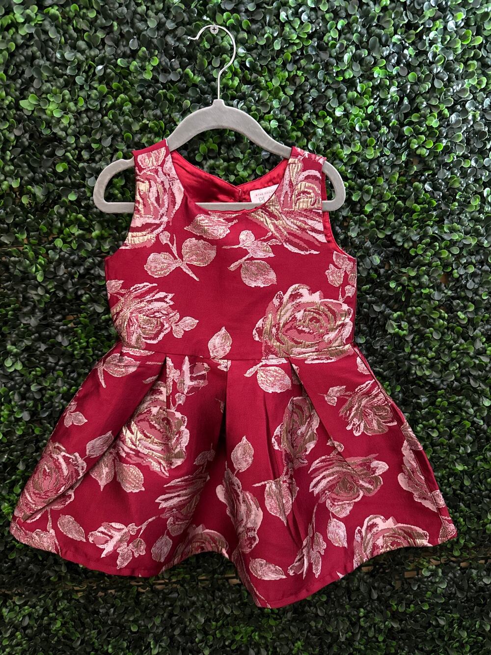 Children’s Place, Toddlers Sleeveless Red Dress, Floral Party Dress, Size 4T